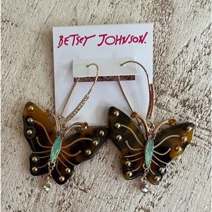 Betsey Johnson butterfly earrings. Tried on.